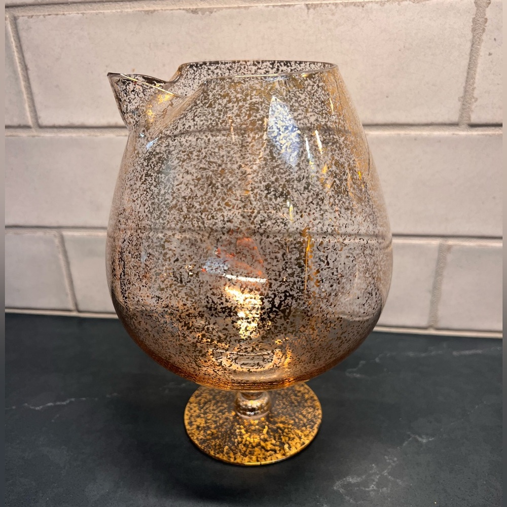 Vintage Mid-Century Gold Flecked Cocktail Pitcher by West Virginia Glass